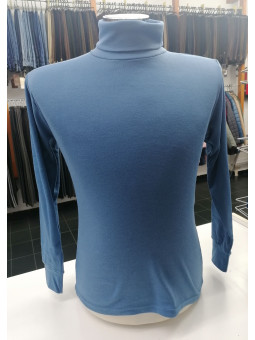 Camiseta cuello cisne unisex azul índigo