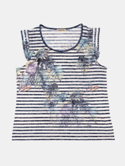 Camiseta rayas azul marino con estampado | Confecciones Josan