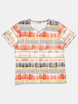 Camiseta con veraniego estampado de rayas y puntos