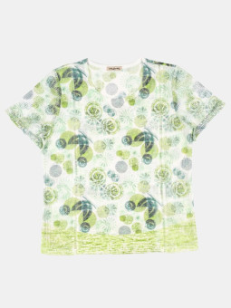 Camiseta con estampado en verdes vivos