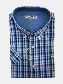 Camisa cuadros medianos en tonos azules