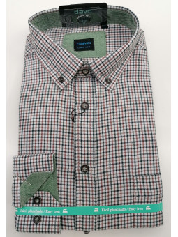 Camisa manga larga viella cuadros rozijos y verdes